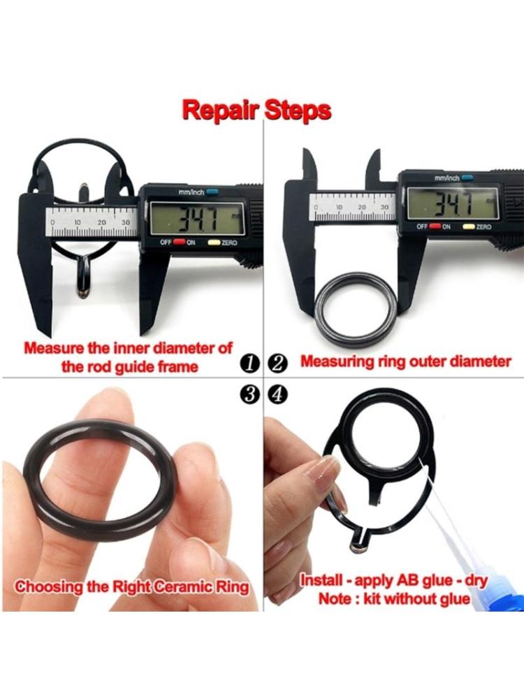 Fishing Rod Tip Replacement - Q39E 40 ชิ้นเบ็ดตกปลาเปลี่ยนตาก้านตกปลาคู่มือเซรามิกแหวนชุด 10 ขนาด