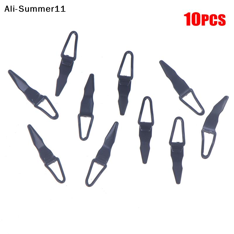 Fishing Rod Fly - 【11A】10 ชิ้น อุปกรณ์ตกแต่งเหยื่อตกปลา DIY สีดำเงิน ตัวล็อคตะขอสแตนเลส