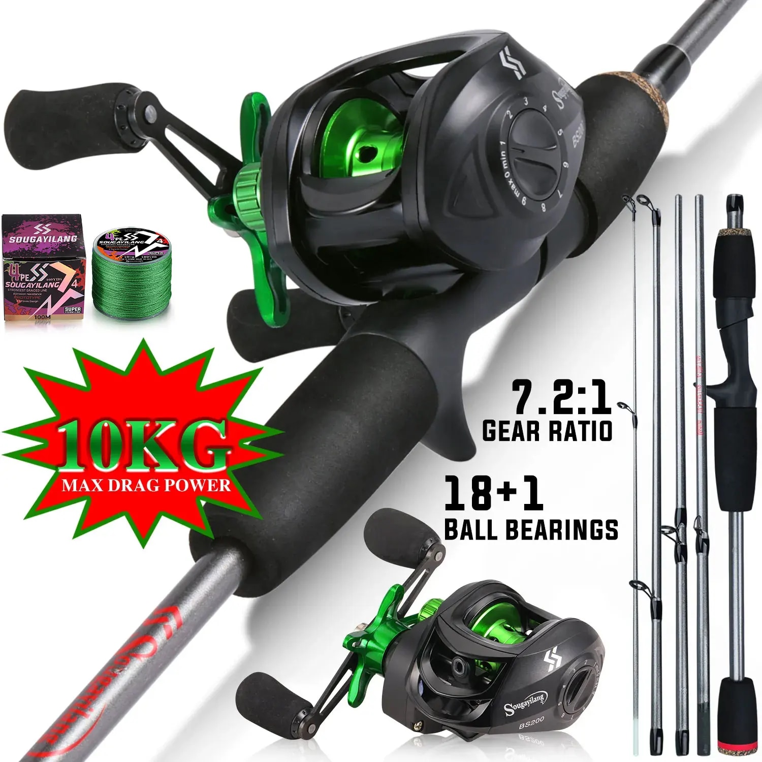 Sougayilang ตกปลา Rod Combo 1. - Fishing Rod Combo บทวิจารณ์และราคา